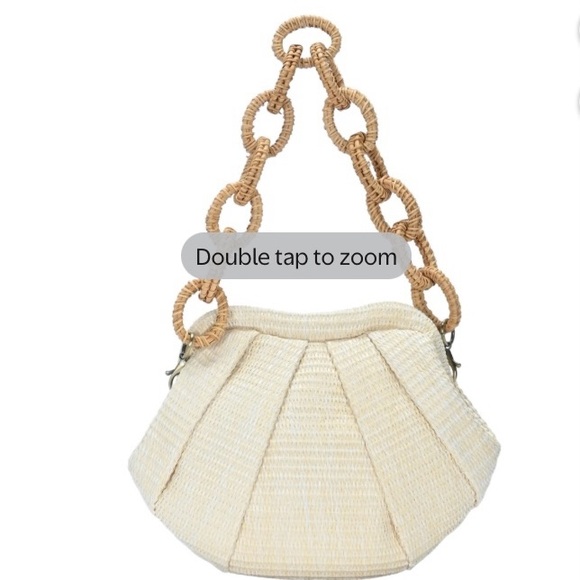 Antik Kraft Cream Woven Mini Bag with Tan Chain Handle - Picture 2 of 3